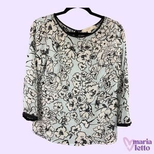 LOFT Floral Blouse, Light Blue, SP